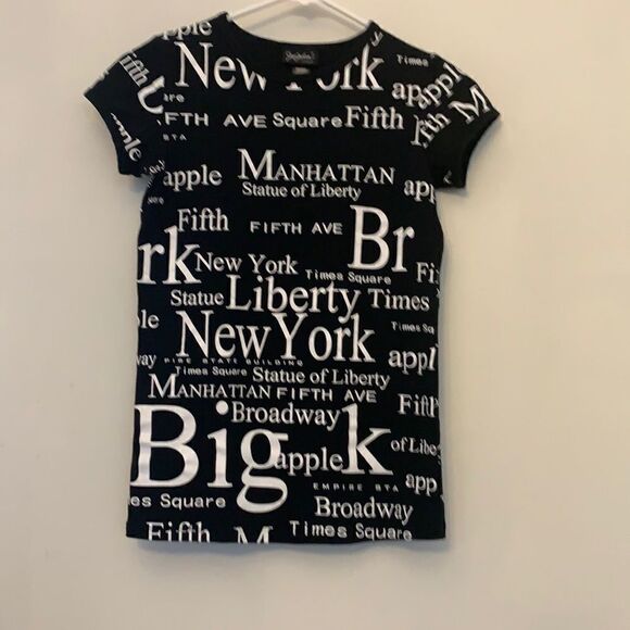 Jay Joshua, NY black short sleeve tee with New York white print jargon. Size S - Picture 1 of 6
